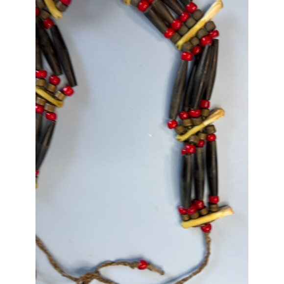 African Tribal Buffalo Bone & Murano Beads Necklace 22" Multi-Strand Handmade Et - Picture 5 of 7